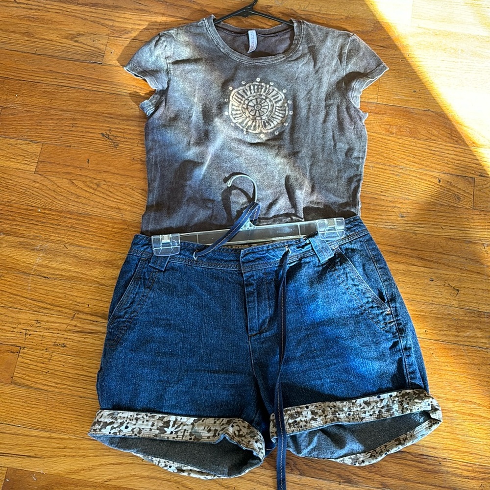 Natural Reflections Dark Blue Roll-Cuff Jean Shorts
